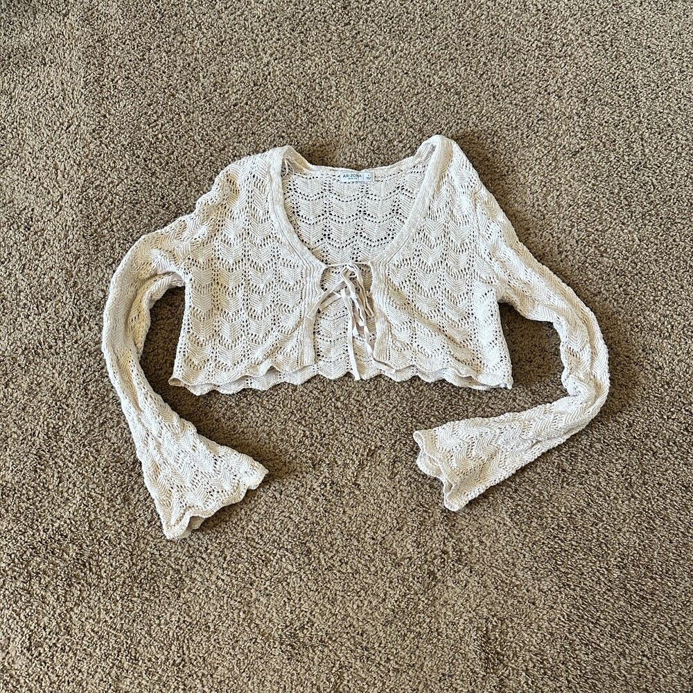 Arizona Jean Co Bell Sleeve Crochet Top
